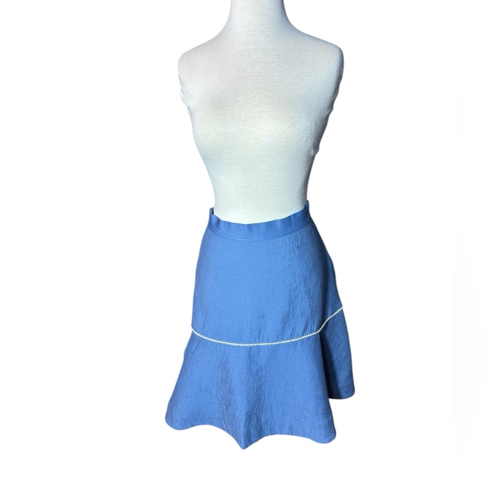 Sandro Paris Elegant Blue Women's Fit & Flare Mini Skirt With Pearl Detailing - Picture 2 of 11